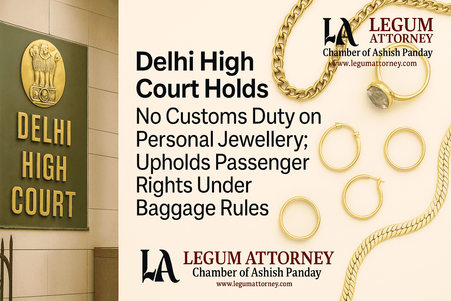 Delhi High Court Holds No customs duty on personal jewellery: Upholds Passenger Rights Under Baggage Rules Customs Advocate for airport